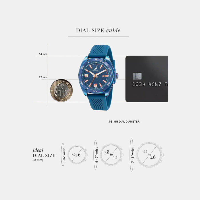 Men Quartz Blue Dial Analog Silicone Watch NAPTCF201