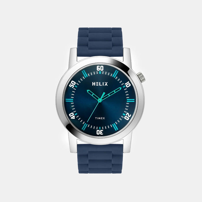Men Quartz Blue Dial Analog Silicone Watch TW058HG00