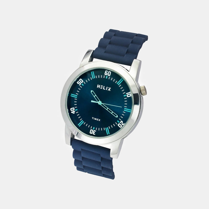 Men Quartz Blue Dial Analog Silicone Watch TW058HG00