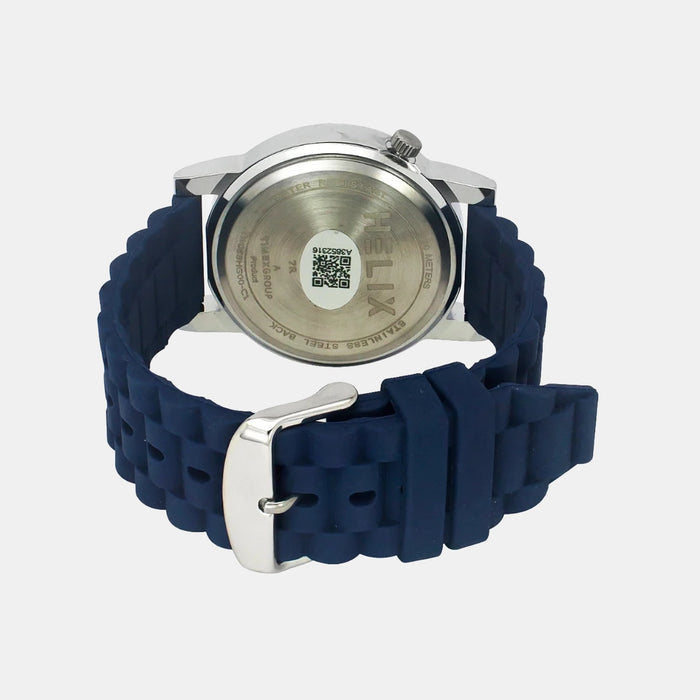 Men Quartz Blue Dial Analog Silicone Watch TW058HG00