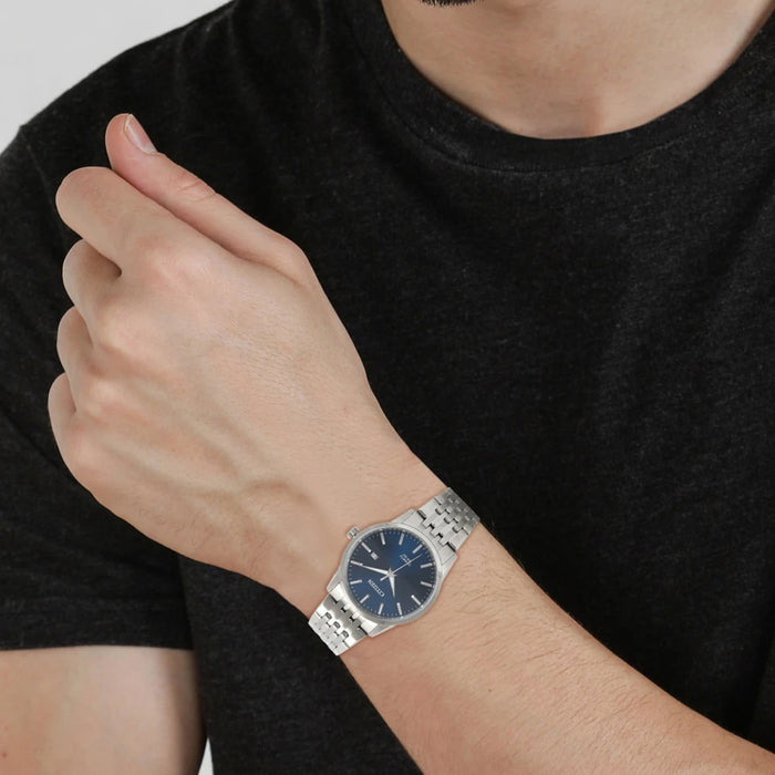 Men Quartz Blue Dial Analog Stainless Steel Watch BI5000-87L
