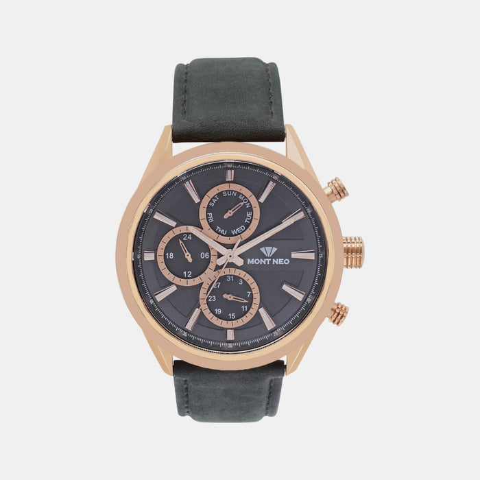 Men Quartz Blue Dial Chronograph Leather Watch 7010C-L3304
