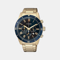 Men Quartz Blue Dial Chronograph Stainless Steel Watch AN8169-58L