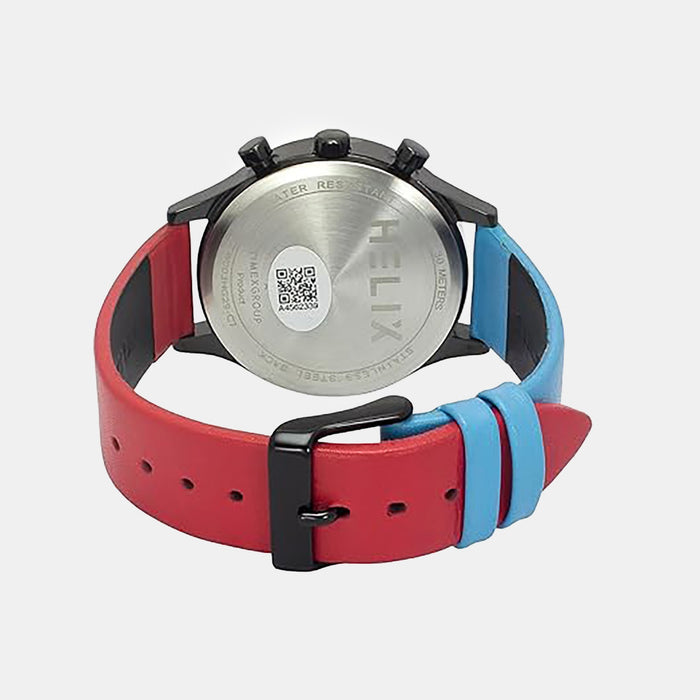 Men Quartz Blue Dial Multi-Function Leather Watch TW003HG29