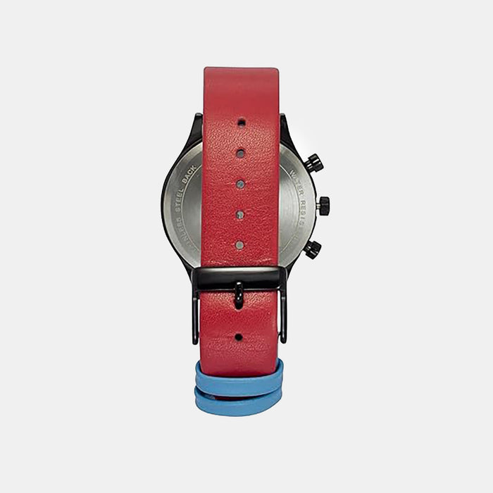 Men Quartz Blue Dial Multi-Function Leather Watch TW003HG29