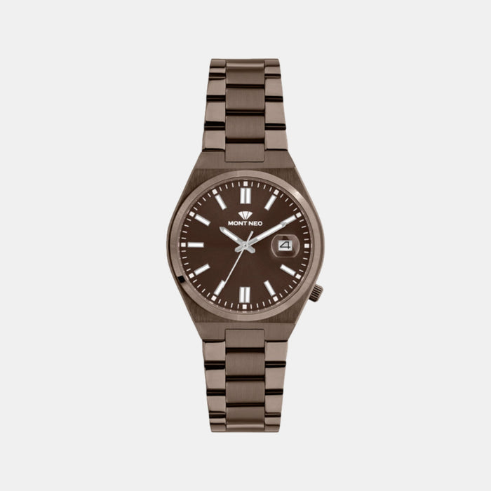Men Quartz Brown Dial Analog Metal Watch 3506E-M111106