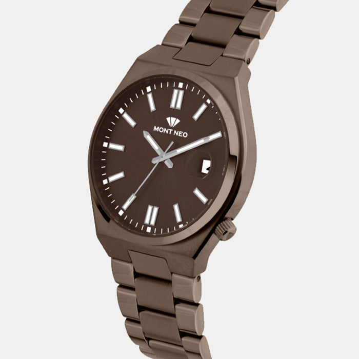 Men Quartz Brown Dial Analog Metal Watch 3506E-M111106