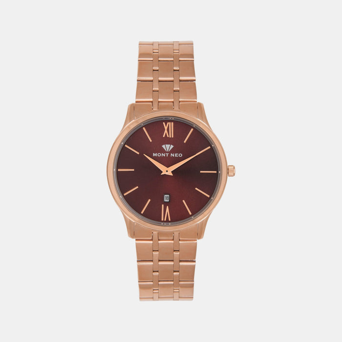 Men Quartz Brown Dial Analog Stainless Steel Watch 1035E-M3306