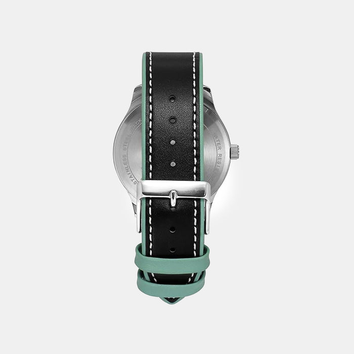 Men Quartz Green Dial Analog Leather Watch TW043HG25
