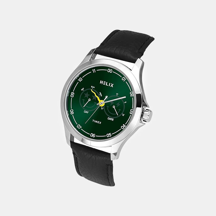 Men Quartz Green Dial Analog Leather Watch TW055HG03