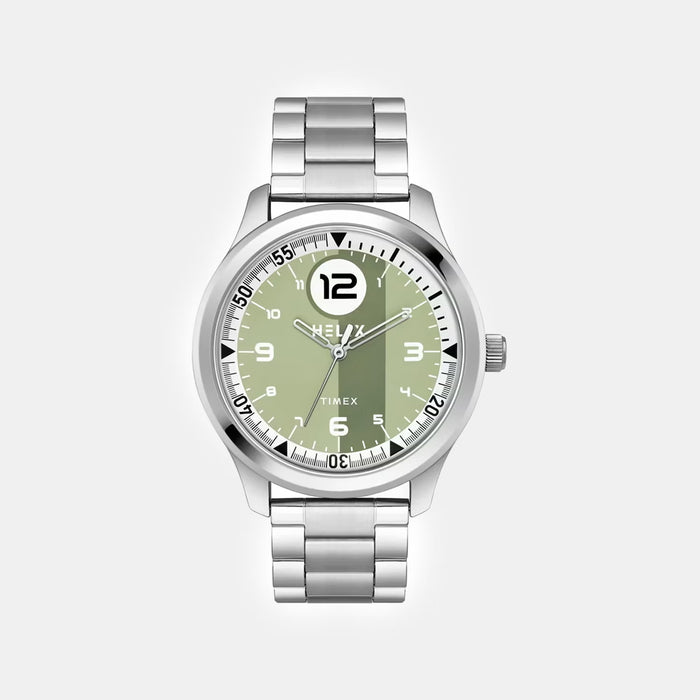 Men Quartz Green Dial Analog Stainless Steel Watch TW043HG27