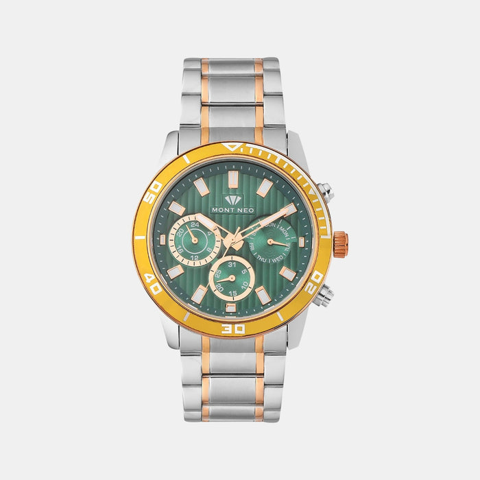 Men Quartz Green Dial Chronograph Metal Watch 1036C-M11014-06
