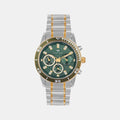 Men Quartz Green Dial Chronograph Stainless Steel Watch 1036C-M11014