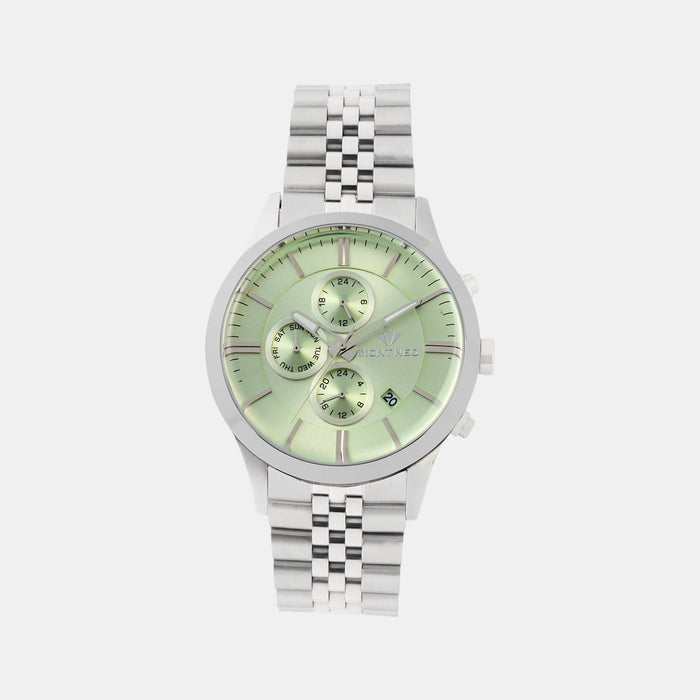 Men Quartz Green Dial Multi-Function Metal Watch 1049M-M1117