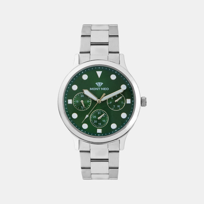 Men Quartz Green Dial Multi-Function Metal Watch 8006M-M1114