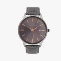 Men Quartz Grey Dial Analog Leather Watch 1001I-L0404