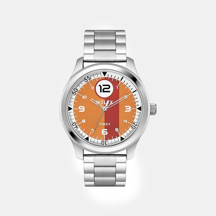 Men Quartz Orange Dial Analog Stainless Steel Watch TW043HG26
