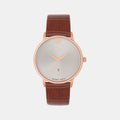 Men Quartz Silver Dial Analog Leather Watch G1034E-L3303