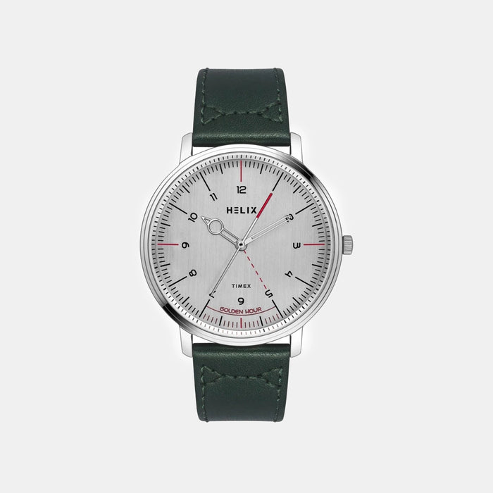 Men Quartz Silver Dial Analog Leather Watch TW056HG01