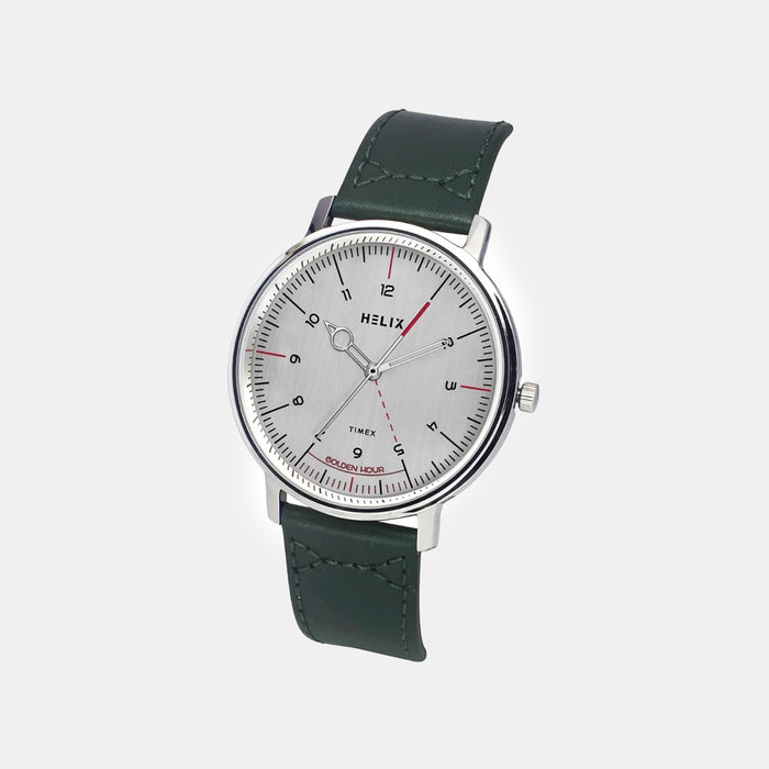 Men Quartz Silver Dial Analog Leather Watch TW056HG01