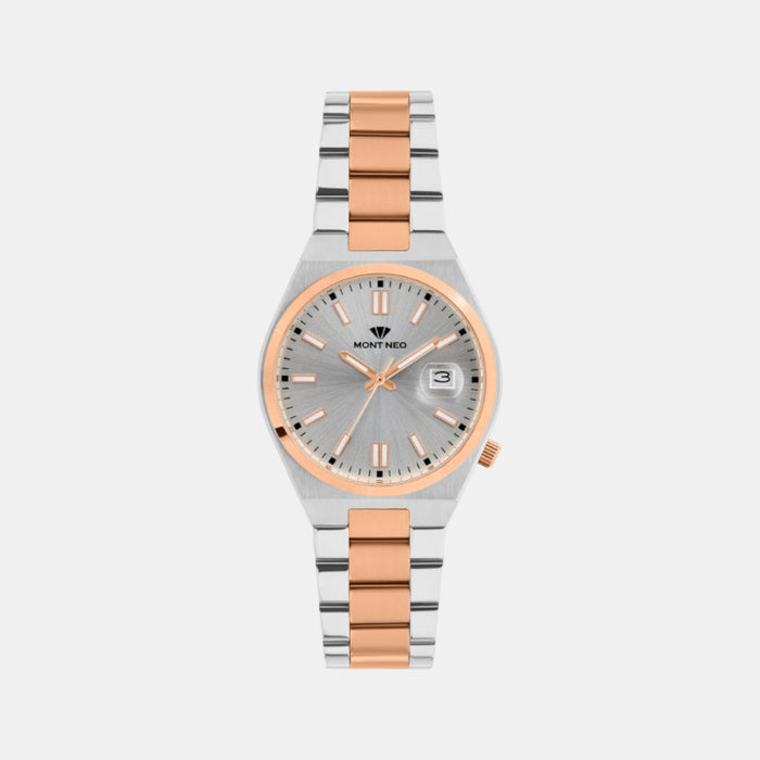 Men Quartz Silver Dial Analog Metal Watch 3506E-M1303
