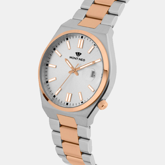 Men Quartz Silver Dial Analog Metal Watch 3506E-M1303