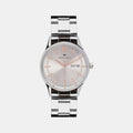 Men Quartz Silver Dial Analog Stainless Steel Watch 8007T-M1103
