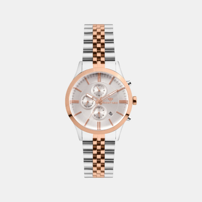 Men Quartz Silver Dial Multi-Function Stainless Steel Watch 1049M-M1303