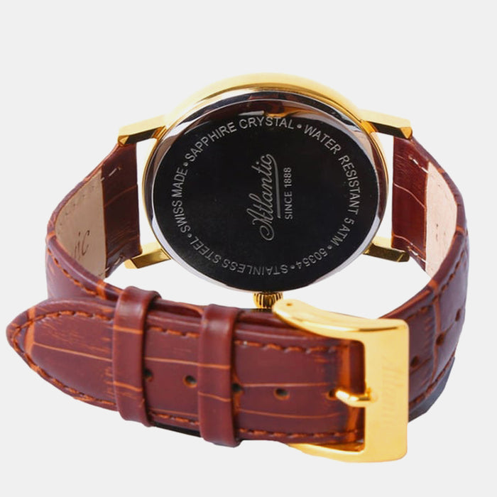 Men Quartz White Dial Analog Leather Watch 50354.45.21