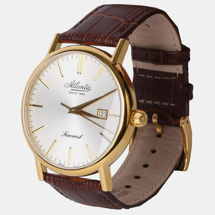 Men Quartz White Dial Analog Leather Watch 50354.45.21