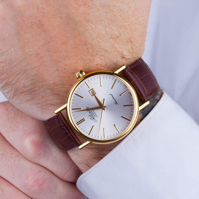 Men Quartz White Dial Analog Leather Watch 50354.45.21