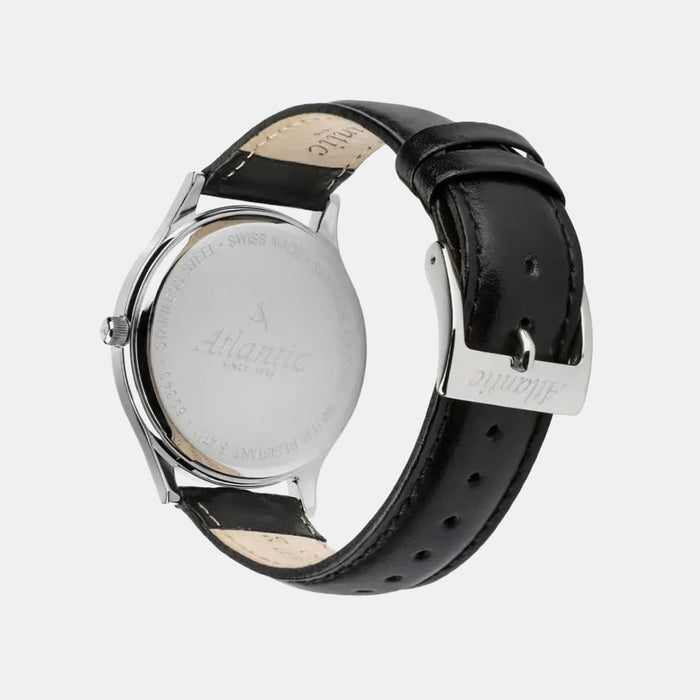 Men Quartz White Dial Analog Leather Watch 60343.41.13