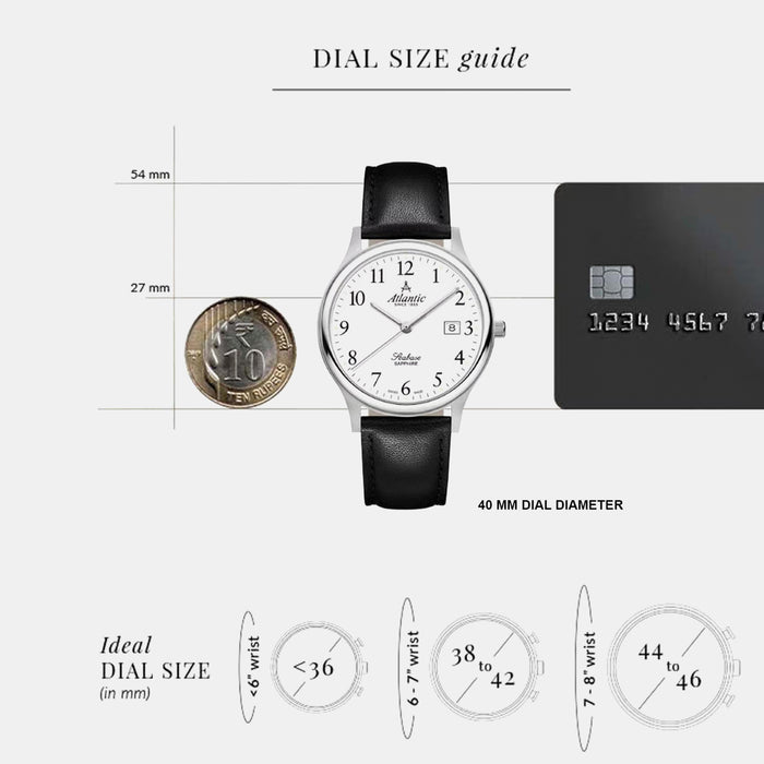 Men Quartz White Dial Analog Leather Watch 60343.41.13