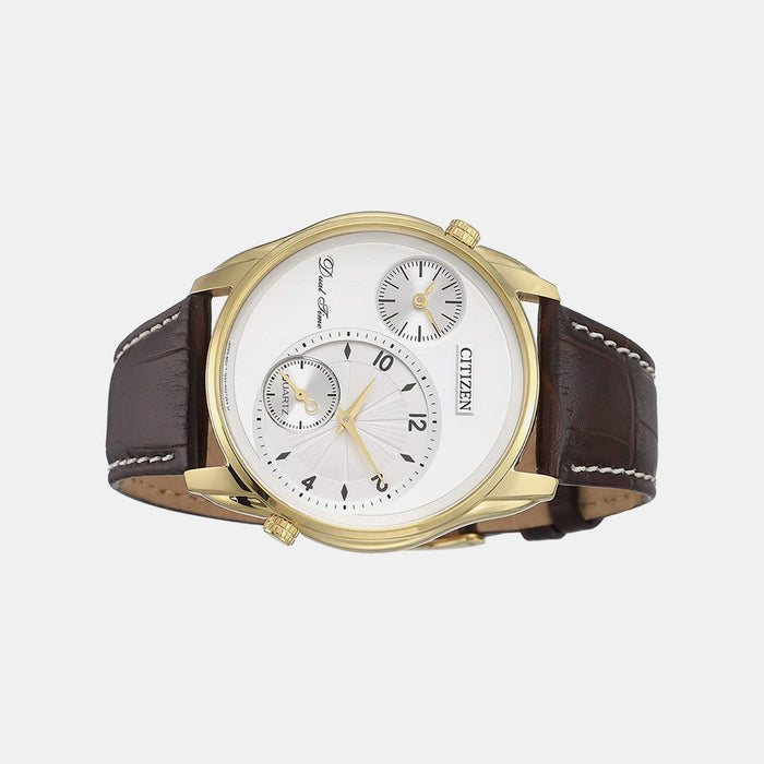 Men Quartz White Dial Analog Leather Watch AO3032-02A