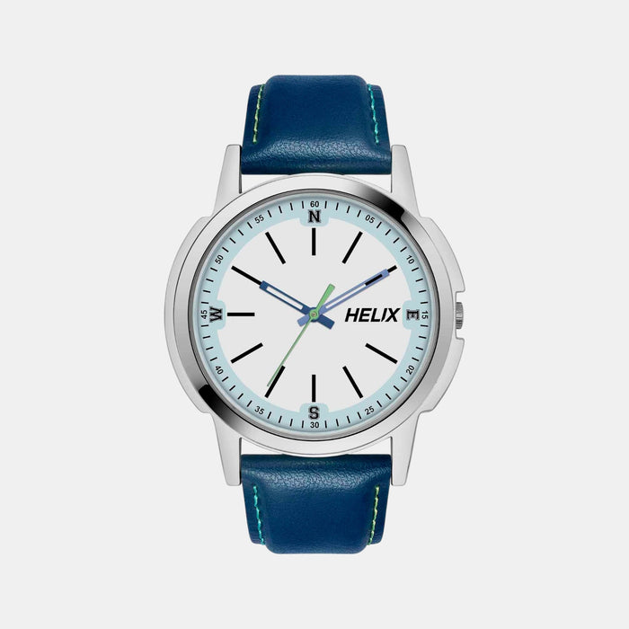 Men Quartz White Dial Analog Leather Watch TW050HG00
