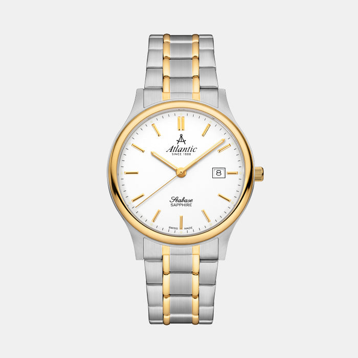 Atlantic Men Quartz White Dial Analog Stainless Steel Watch 60348.43.11-1