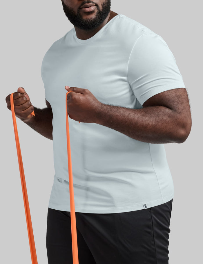 | Front view of model wearing the Men's CoolShift™ Tee highlighting the coverage and fit |  Ice