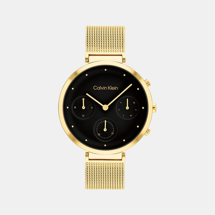 Minimalistic T-Bar Women Quartz Black Dial Multi-Function Mesh Watch 25200287