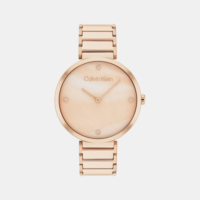 Minimalistic T-Bar Women Quartz Mother Of Pearl Dial Analog Stainless Steel Watch 25200429