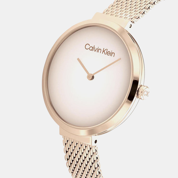Minimalistic T-Bar Women Quartz Pink Dial Analog Mesh Watch 25200080