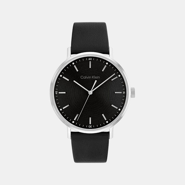 Modern Men Quartz Black Dial Analog Leather Watch 25200050