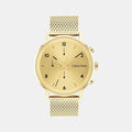 Modern Men Quartz Gold Dial Multi-Function Mesh Watch 25200109