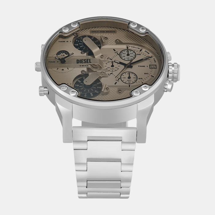 Mr. Daddy Men Quartz White Dial Chronograph Stainless Steel Watch DZ7482