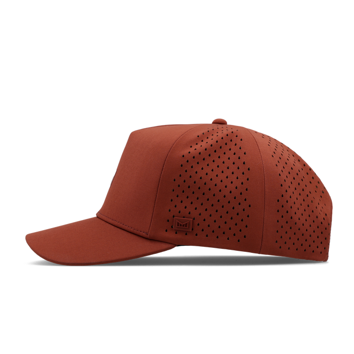 The side view of the melin Split Fit Odysea Hydrolite hat in burnt brick