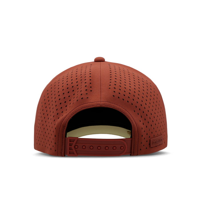 The back view of the melin Split Fit Odysea Hydrolite hat in burnt brick