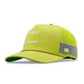 The front, angled view of the melin Odysea Links Trashed Hydro  Split Fit in  Safety Green