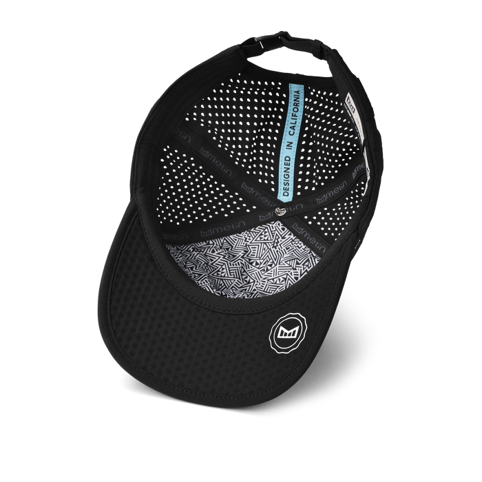 The inside view of the melin Split Fit Odysea Packable Hydro hat in black