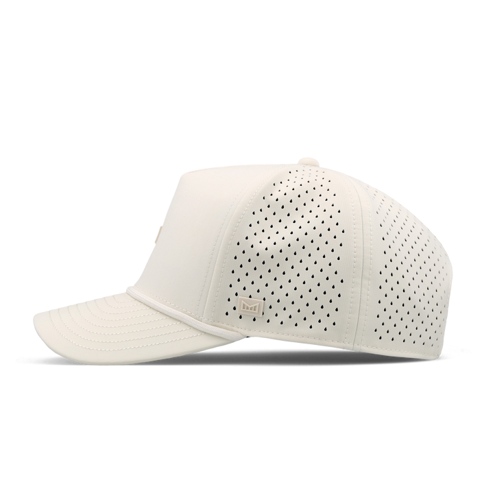 The side view of the melin Split Fit Odysea Rope Bulls Icon Hydro hat in egret