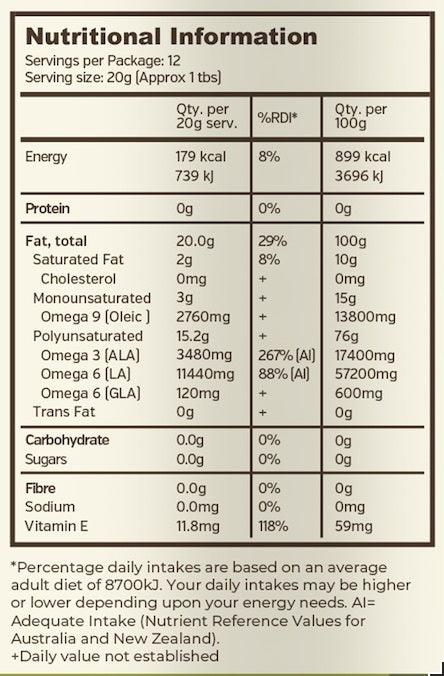 Organic Hemp Gold Seed Oil - 250ml - Hemp Foods Australia