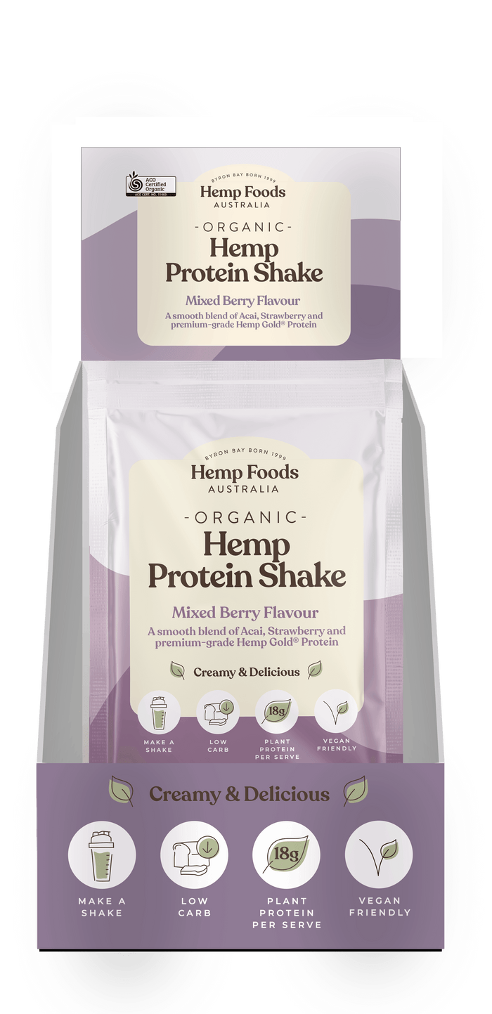 Organic Hemp Protein Mixed Berry - 7 x 35g Sachet - Hemp Foods Australia